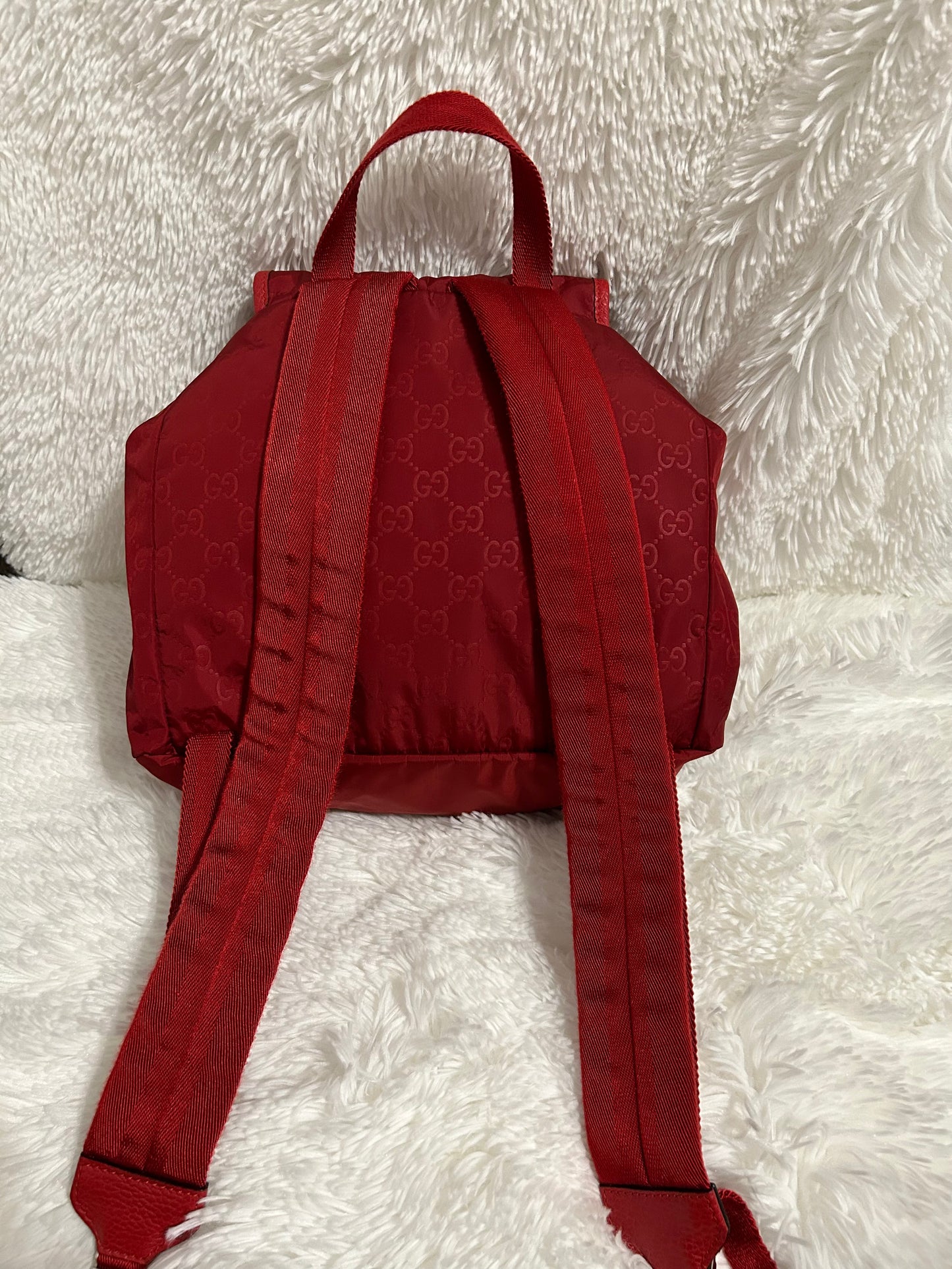 GUCCI Nylon Medium Light Single Buckle Backpack Red