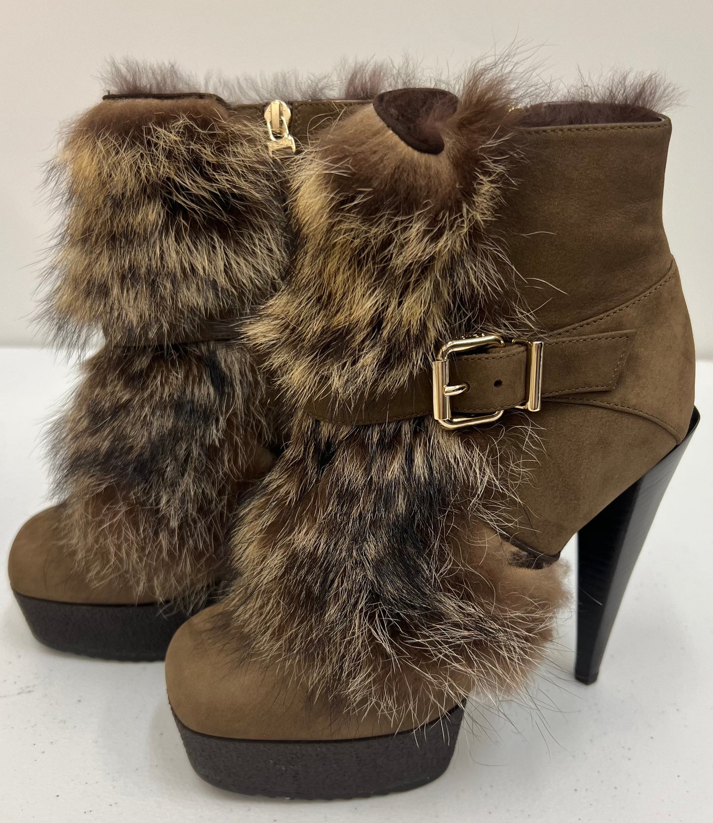 FENDI Nubuck Leather Ankle Boots