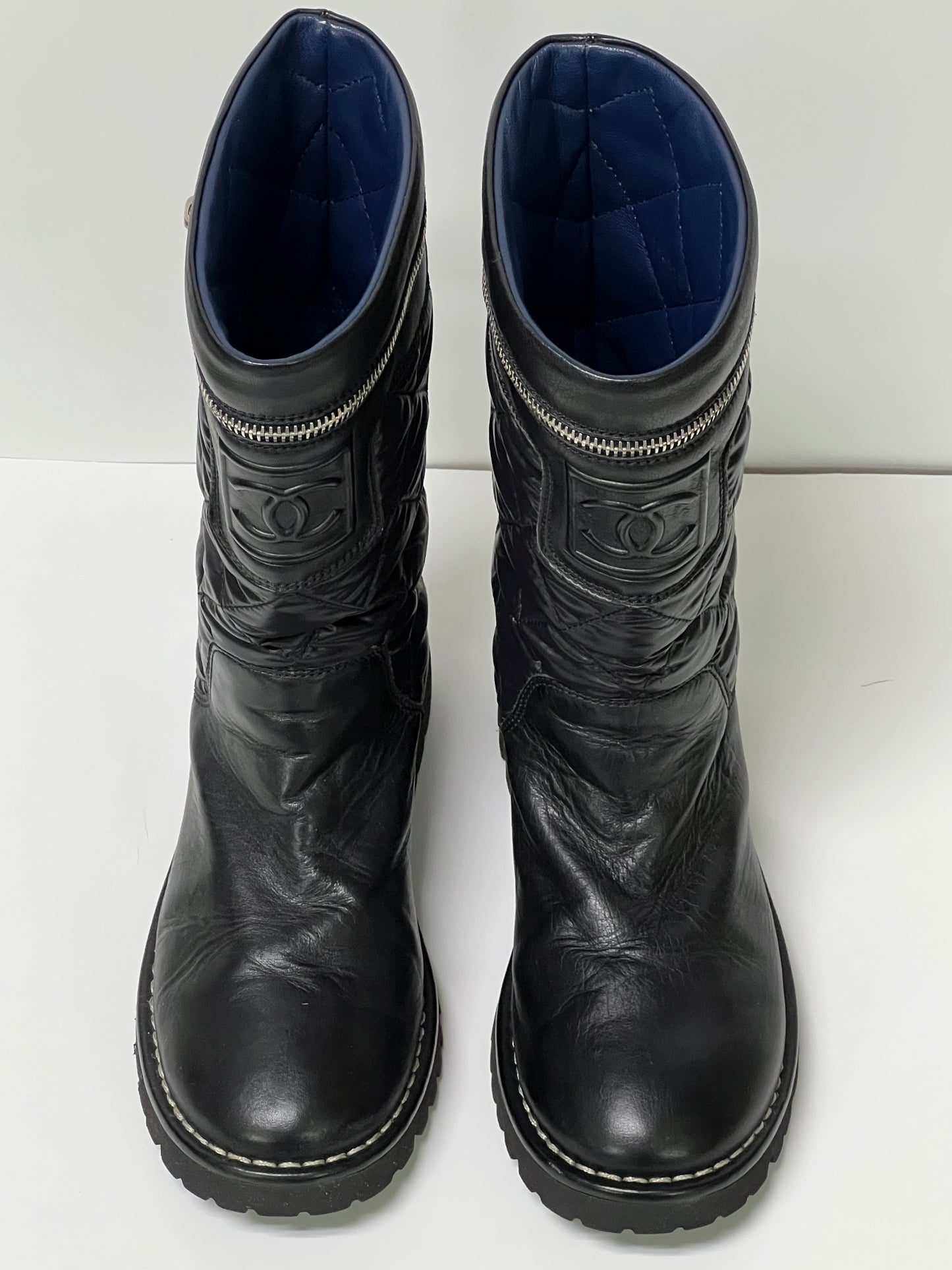 CHANEL Interlocking CC Logo Moto Boots