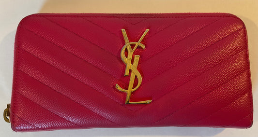 YSL Saint Laurent Pink Zip Wallet