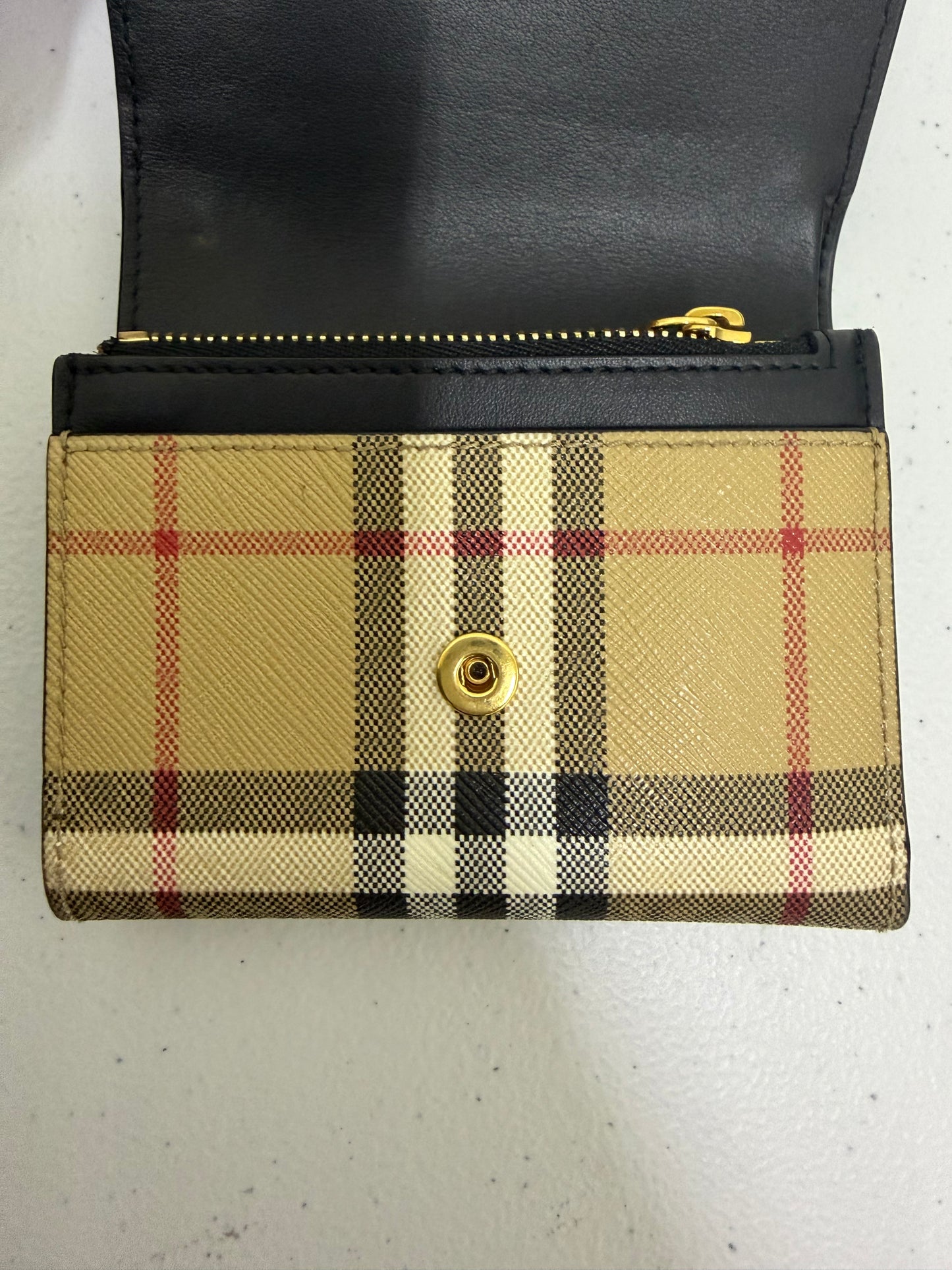 BURBERRY Calfskin Check Hannah Wallet