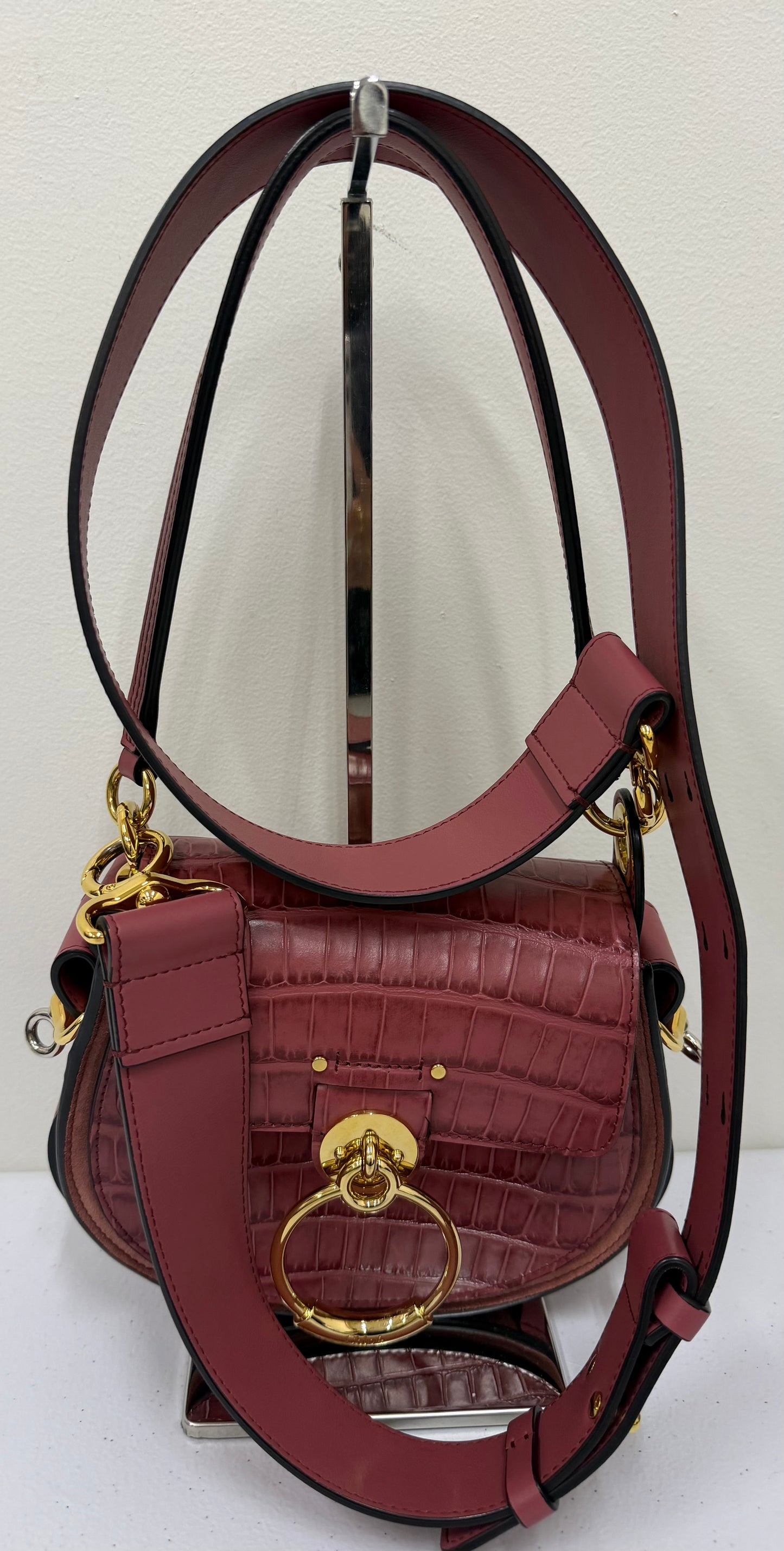 CHLOÉ Tess Rose Crocodile Effect Crossbody bags