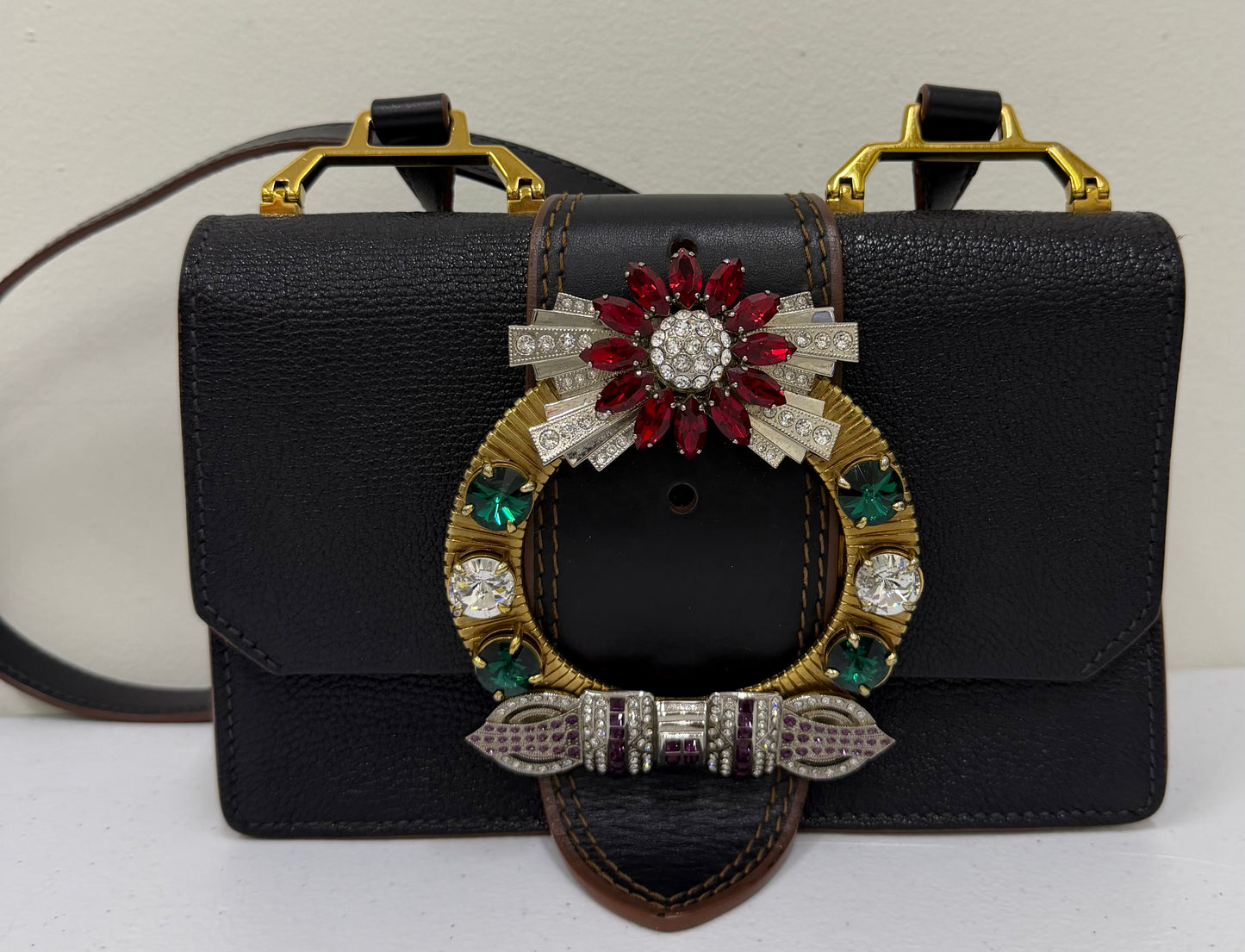 MIU MIU Madras Crystal Buckle