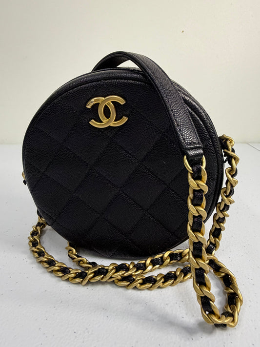 CHANEL CC  Round Caviar Leather