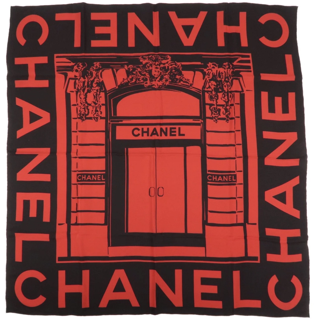 CHANEL Vintage Red&Black Scarf