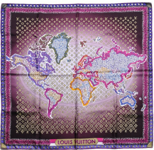 LOUIS VUITTON World Map Silk Scarf