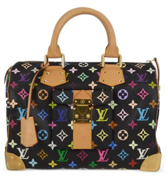 LOUIS VUITTOM Speedy 30 Black Multicolor