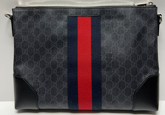 GUCCI GG Web Zip Flat Messenger