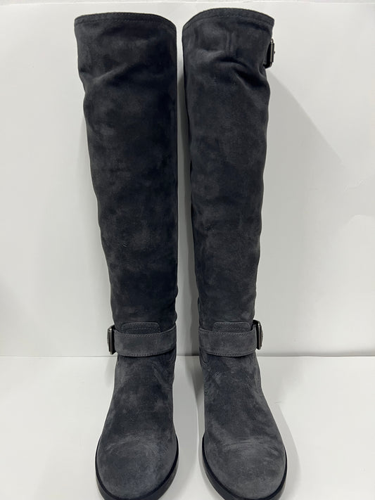 PRADA Sport Knee High Moto Boots Gray